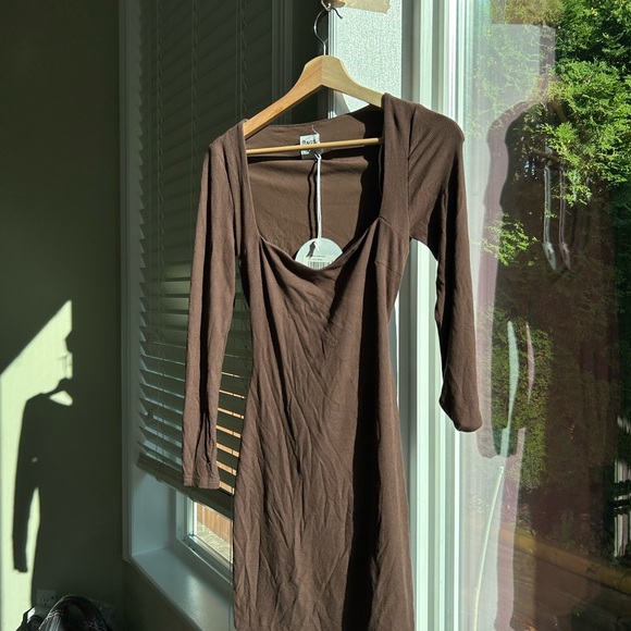 NEW princess polly long sleeve NOLAN MINI DRESS BROWN - Picture 5 of 10